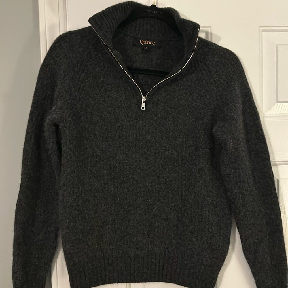 Quince Mongalian Cashmere Fisherman Quarter Zip Sweater